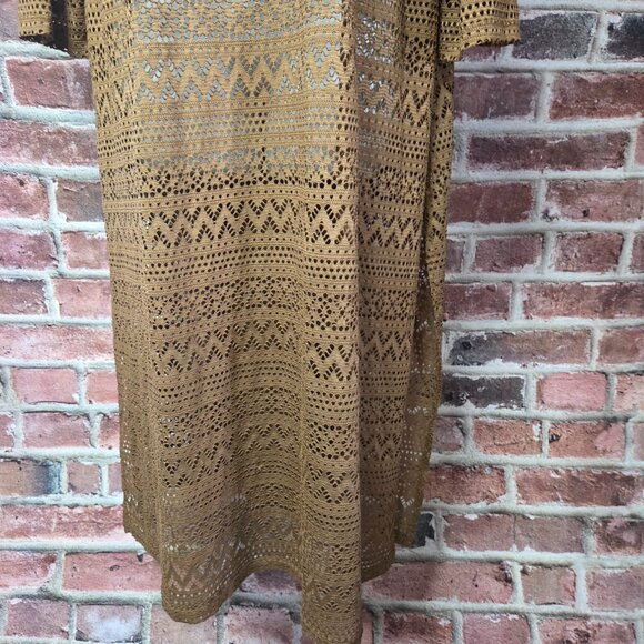 Cato Boho Midi Dress 2XL | Festival Brown Knit Loose Fit Round Neck - Picture 6 of 7